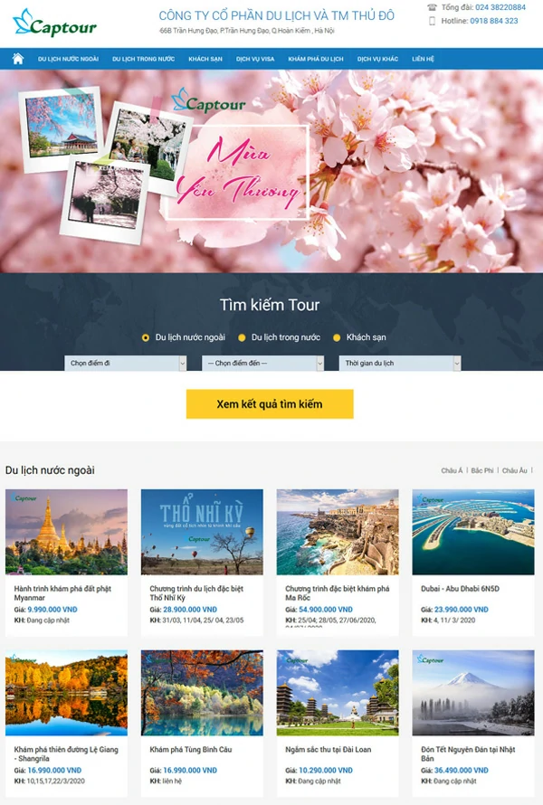 Website Du Lịch, Cấp Tour, Lữ Hành... Đẹp, Load Nhanh