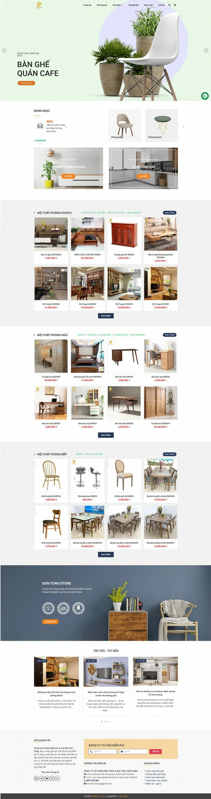 Mẫu website bán hàng nội thất, sofa