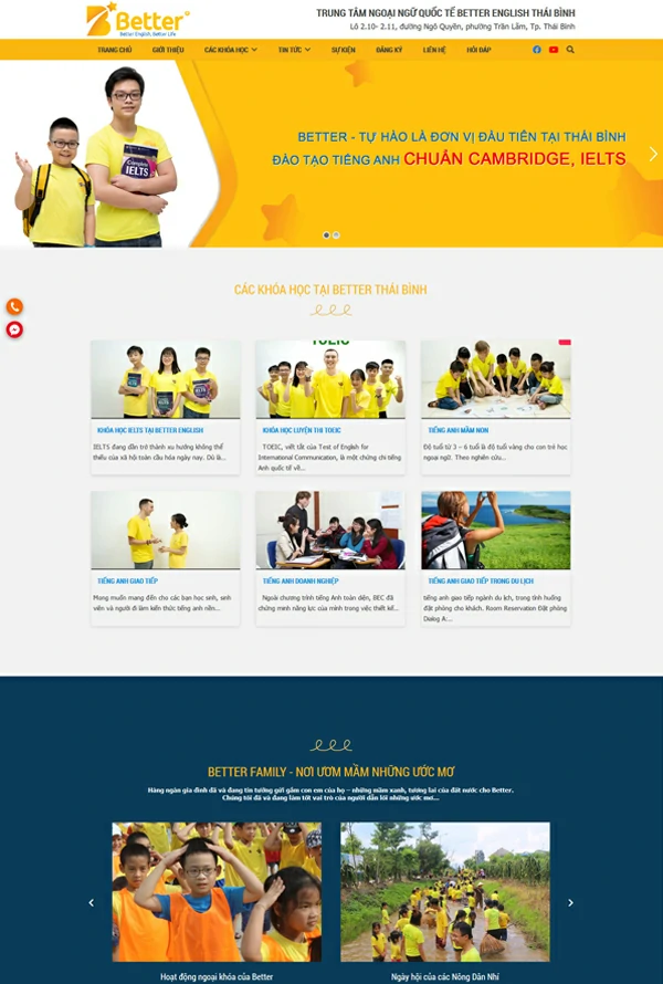 Mẫu website website trung tâm Anh ngữ Better Thái Bình