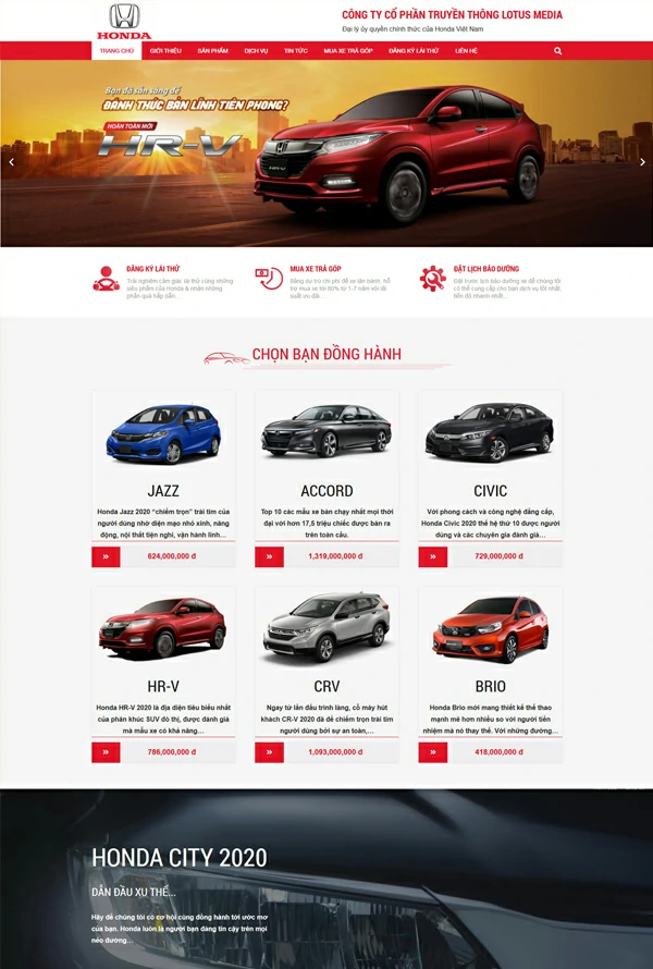 Mẫu website Honda Oto Bắc Ninh