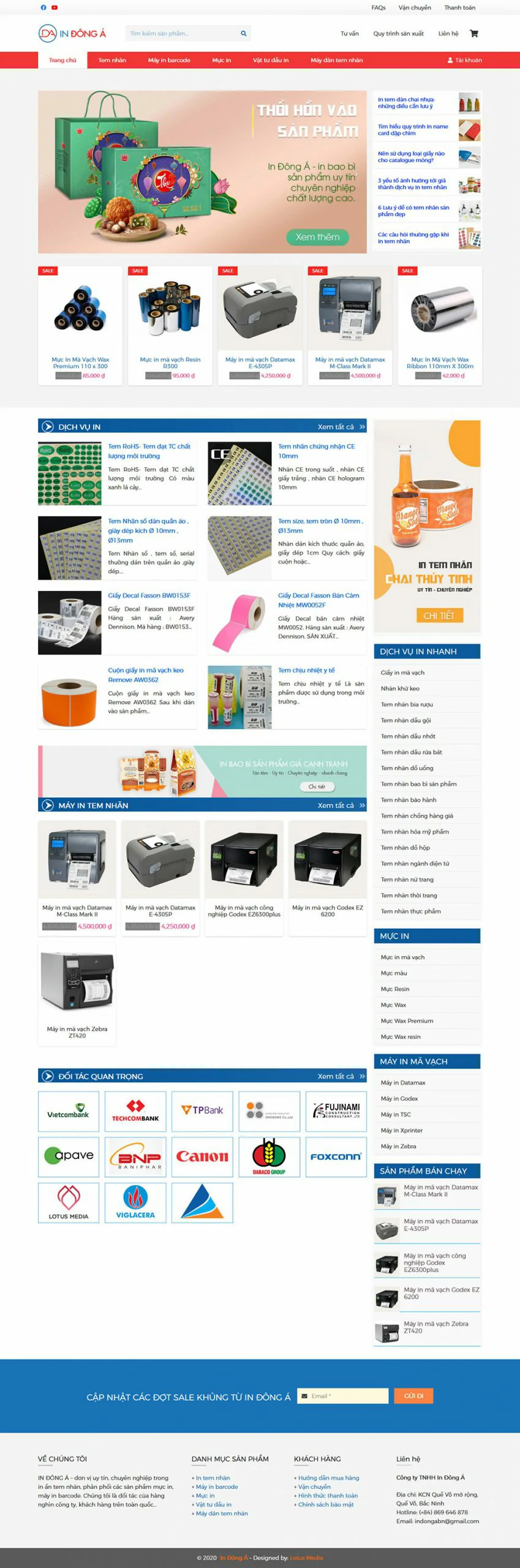 Mẫu website dịch vụ in ấn, bán hàng