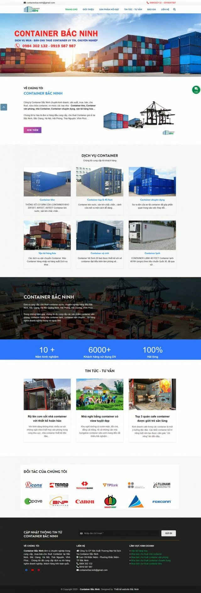 Website dịch vụ cho thuê container tại Bắc Ninh