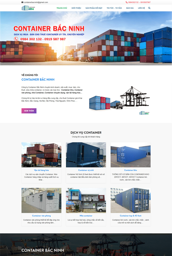 Website dịch vụ cho thuê container tại Bắc Ninh
