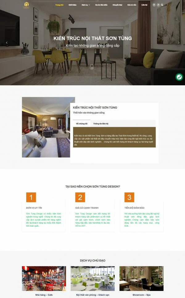 Mẫu website công ty kiến trúc nội thất đẹp, chuẩn SEO
