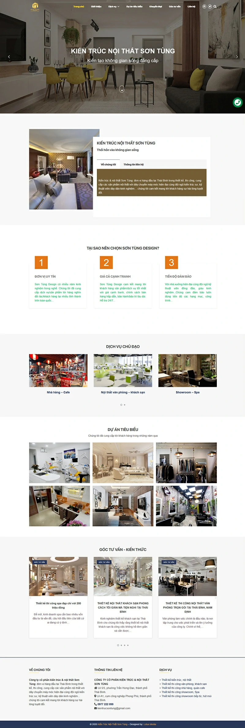 Mẫu website công ty kiến trúc nội thất đẹp, chuẩn SEO